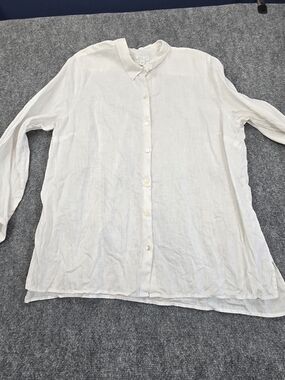 J. Jill Love Linen Essential Shirt Womens XL White Button Front Long Sleeve Top